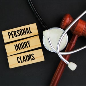 Filing a personal injury claim in Texas shown with stethoscope and gavel